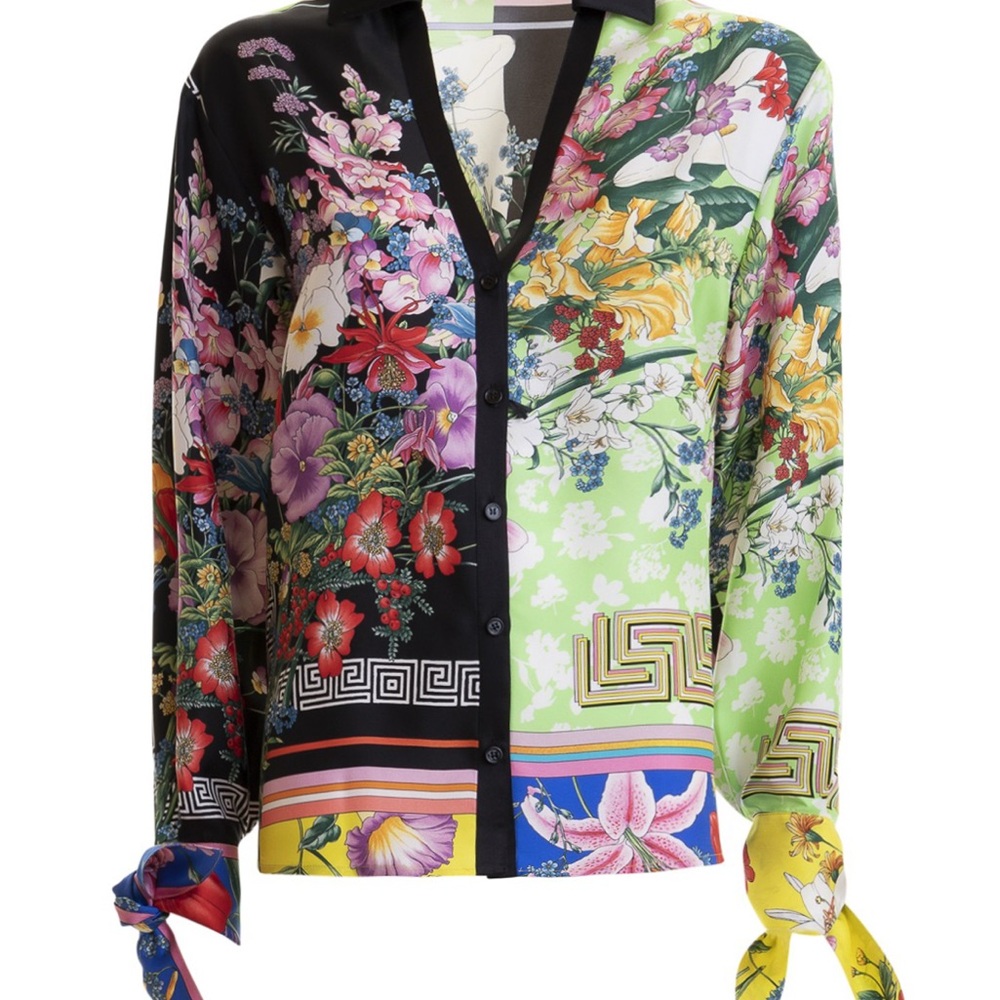 Versace Multicolor Floral Blouse